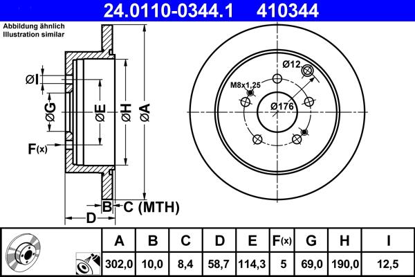 ATE 24.0110-0344.1 - Тормозной диск autospares.lv