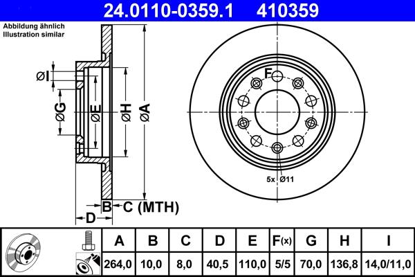 ATE 24.0110-0359.1 - Тормозной диск autospares.lv