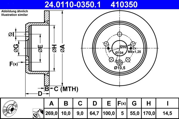 ATE 24.0110-0350.1 - Тормозной диск autospares.lv