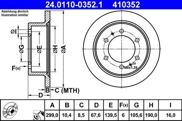 ATE 24.0110-0352.1 - Тормозной диск autospares.lv