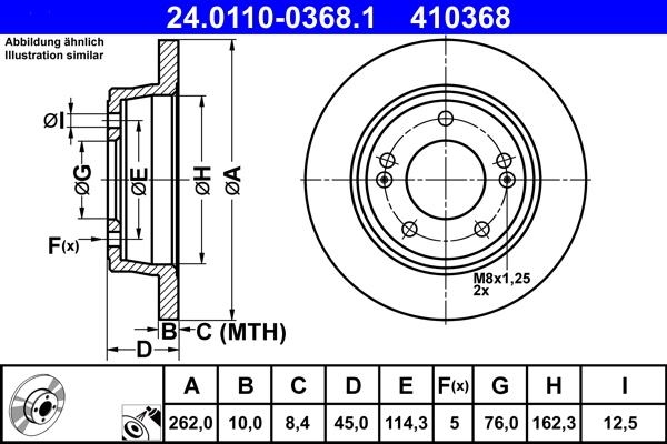 ATE 24.0110-0368.1 - Тормозной диск autospares.lv