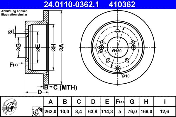 ATE 24.0110-0362.1 - Тормозной диск autospares.lv