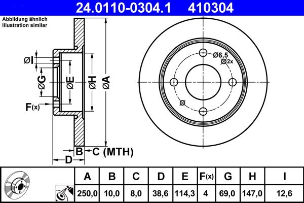 ATE 24.0110-0304.1 - Тормозной диск autospares.lv