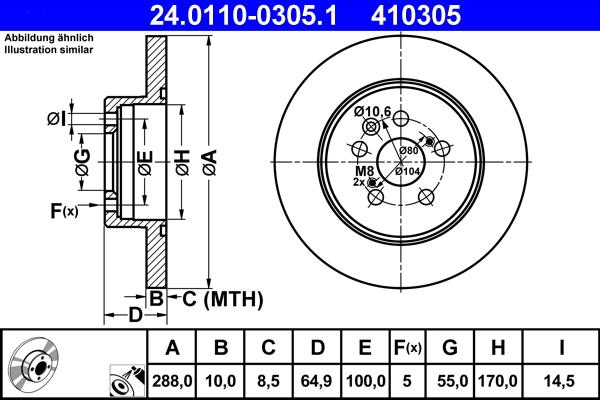 ATE 24.0110-0305.1 - Тормозной диск autospares.lv