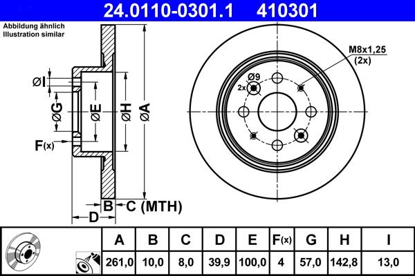 ATE 24.0110-0301.1 - Тормозной диск autospares.lv