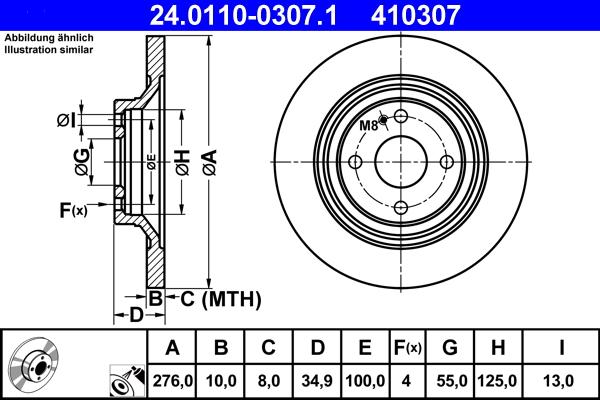 ATE 24.0110-0307.1 - Тормозной диск autospares.lv