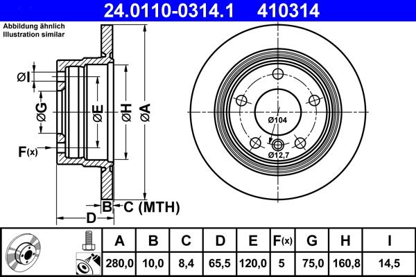 ATE 24.0110-0314.1 - Тормозной диск autospares.lv