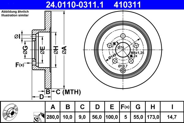 ATE 24.0110-0311.1 - Тормозной диск autospares.lv