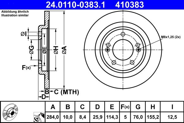 ATE 24.0110-0383.1 - Тормозной диск autospares.lv