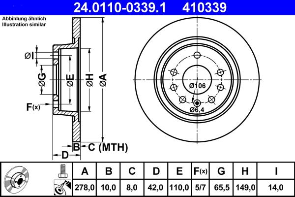 ATE 24.0110-0339.1 - Тормозной диск autospares.lv