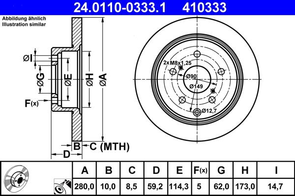 ATE 24.0110-0333.1 - Тормозной диск autospares.lv