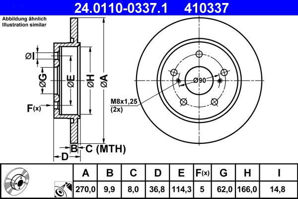 ATE 24.0110-0337.1 - Тормозной диск autospares.lv