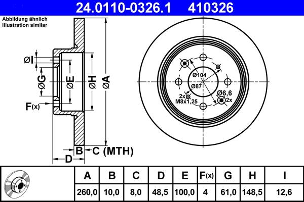 ATE 24.0110-0326.1 - Тормозной диск autospares.lv