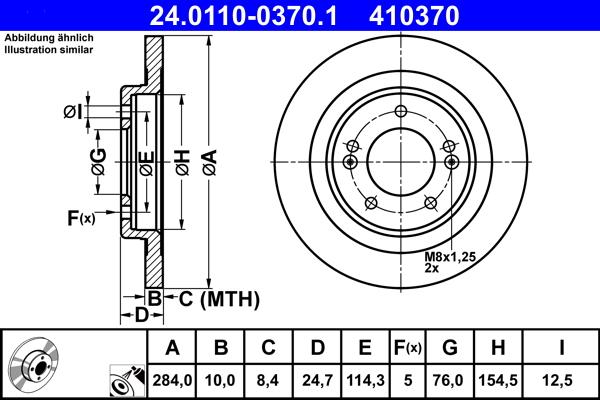 ATE 24.0110-0370.1 - Тормозной диск autospares.lv