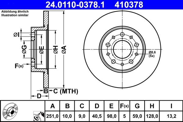 ATE 24.0110-0378.1 - Тормозной диск autospares.lv