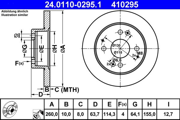 ATE 24.0110-0295.1 - Тормозной диск autospares.lv