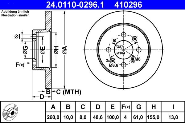 ATE 24.0110-0296.1 - Тормозной диск autospares.lv