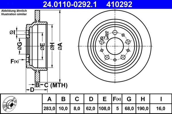 ATE 24.0110-0292.1 - Тормозной диск autospares.lv