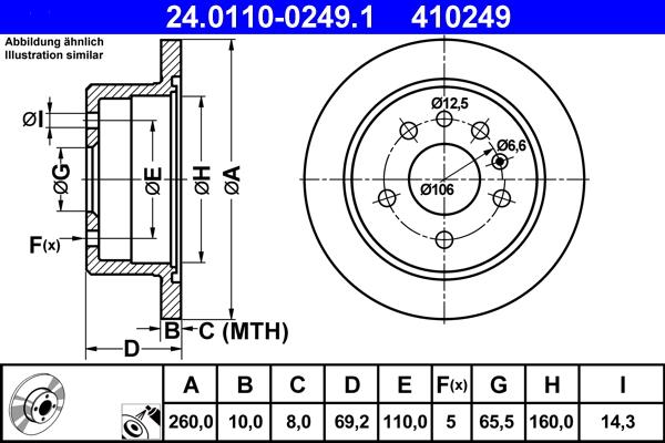 ATE 24.0110-0249.1 - Тормозной диск autospares.lv