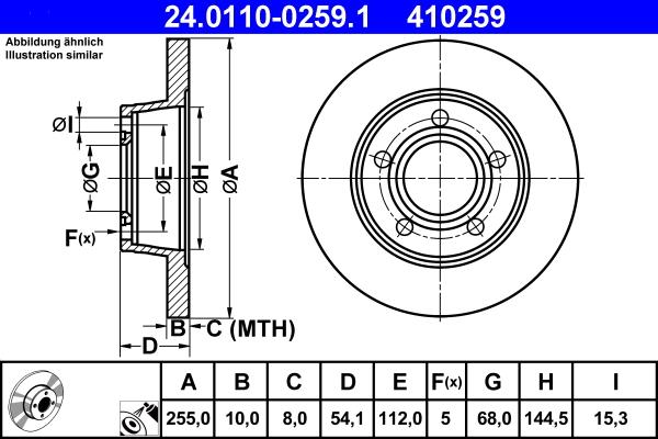 ATE 24.0110-0259.1 - Тормозной диск autospares.lv