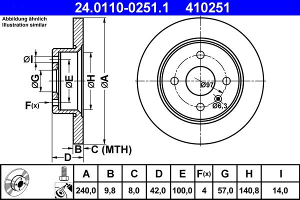 ATE 24.0110-0251.1 - Тормозной диск autospares.lv
