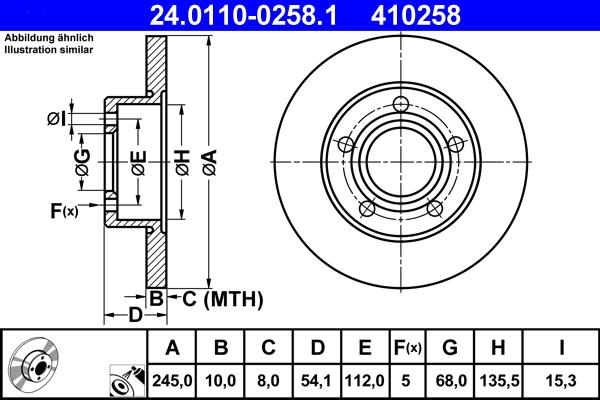ATE 24.0110-0258.1 - Тормозной диск autospares.lv