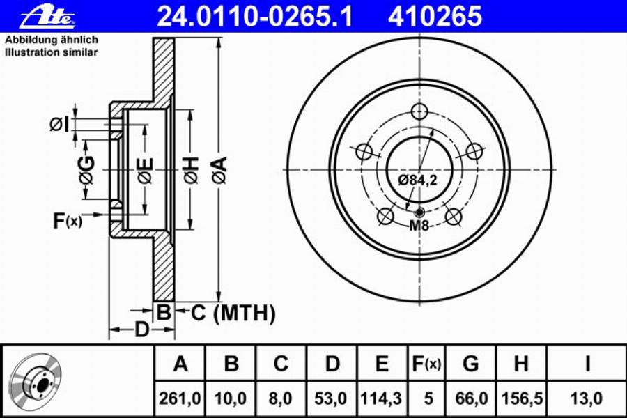 ATE 24.0110-0265.1 - Тормозной диск autospares.lv
