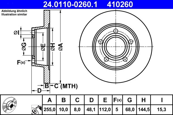 ATE 24.0110-0260.1 - Тормозной диск autospares.lv