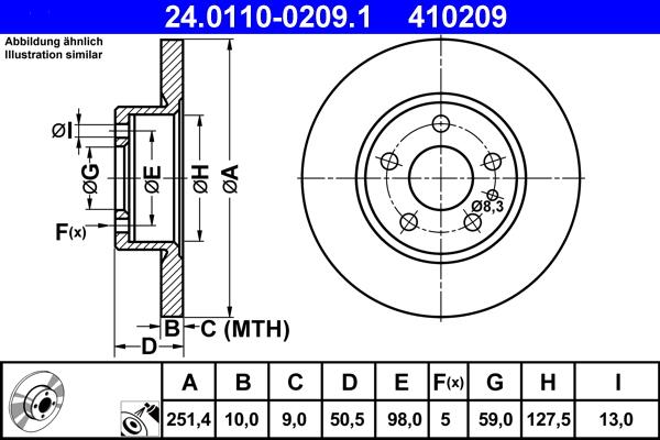 ATE 24.0110-0209.1 - Тормозной диск autospares.lv