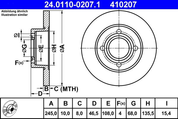 ATE 24.0110-0207.1 - Тормозной диск autospares.lv