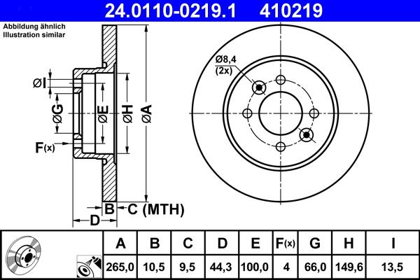 ATE 24.0110-0219.1 - Тормозной диск autospares.lv