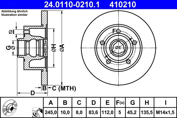 ATE 24.0110-0210.1 - Тормозной диск autospares.lv