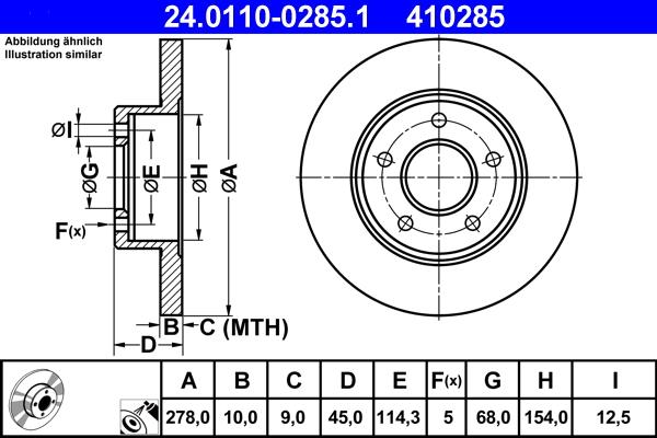 ATE 24.0110-0285.1 - Тормозной диск autospares.lv