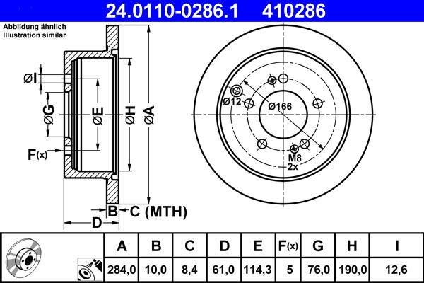 ATE 24.0110-0286.1 - Тормозной диск autospares.lv