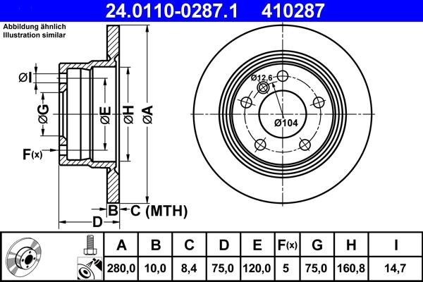 ATE 24.0110-0287.1 - Тормозной диск autospares.lv