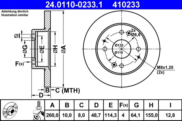 ATE 24.0110-0233.1 - Тормозной диск autospares.lv