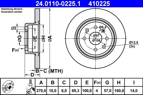 ATE 24.0110-0225.1 - Тормозной диск autospares.lv