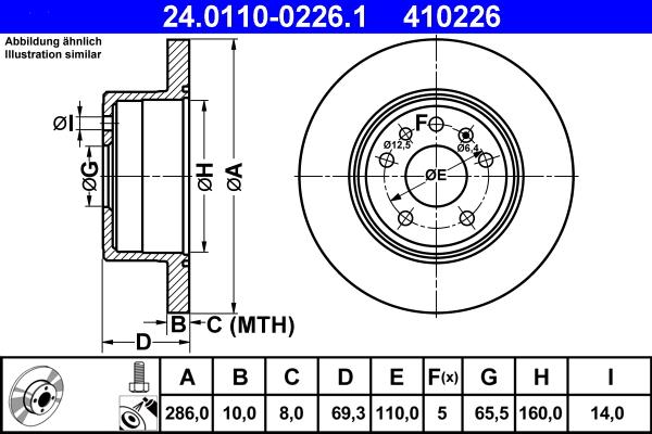 ATE 24.0110-0226.1 - Тормозной диск autospares.lv