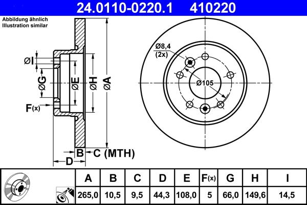 ATE 24.0110-0220.1 - Тормозной диск autospares.lv