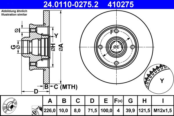 ATE 24.0110-0275.2 - Тормозной диск autospares.lv