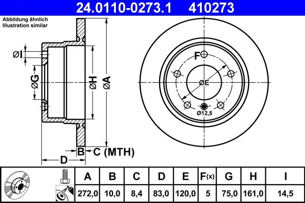 ATE 24.0110-0273.1 - Тормозной диск autospares.lv