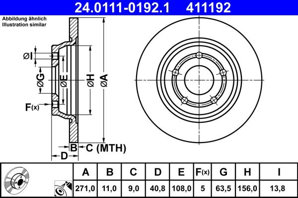 ATE 24.0111-0192.1 - Тормозной диск autospares.lv