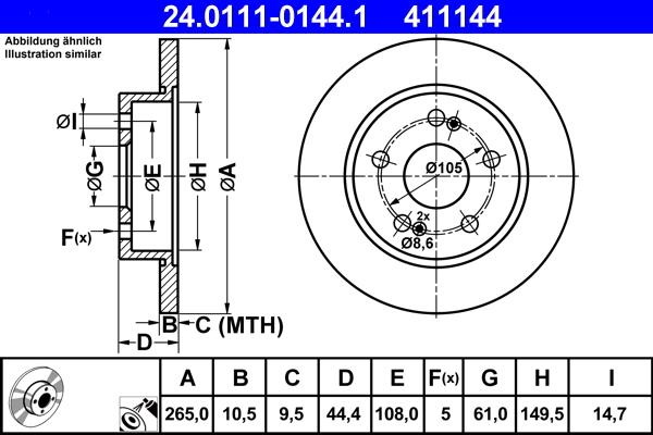 ATE 24.0111-0144.1 - Тормозной диск autospares.lv