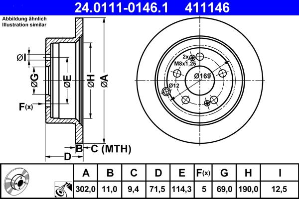 ATE 24.0111-0146.1 - Тормозной диск autospares.lv