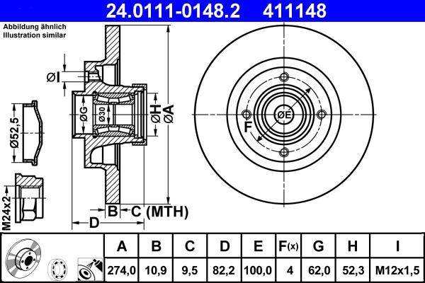 ATE 24.0111-0148.2 - Тормозной диск autospares.lv