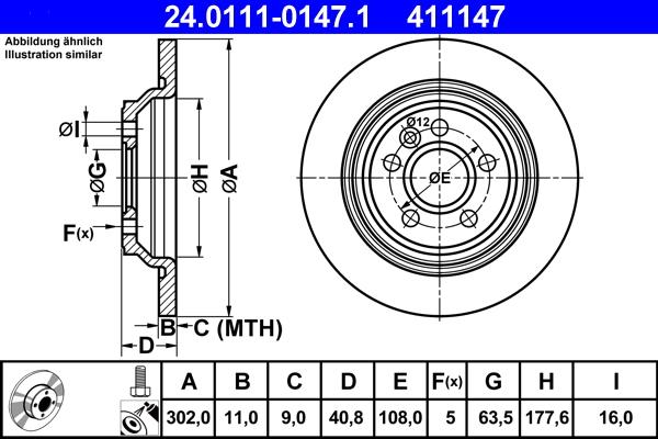 ATE 24.0111-0147.1 - Тормозной диск autospares.lv