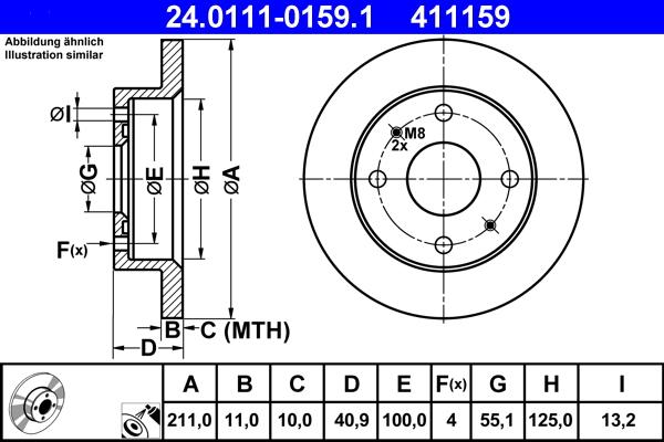ATE 24.0111-0159.1 - Тормозной диск autospares.lv