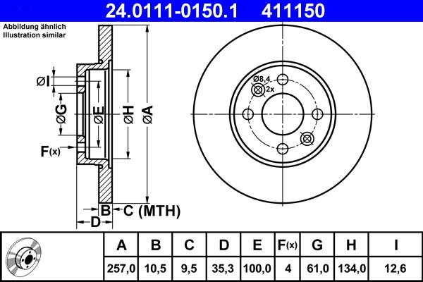 ATE 24.0111-0150.1 - Тормозной диск autospares.lv