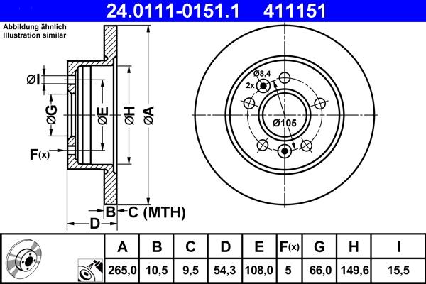 ATE 24.0111-0151.1 - Тормозной диск autospares.lv