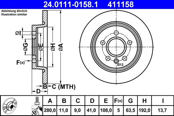 ATE 24.0111-0158.1 - Тормозной диск autospares.lv